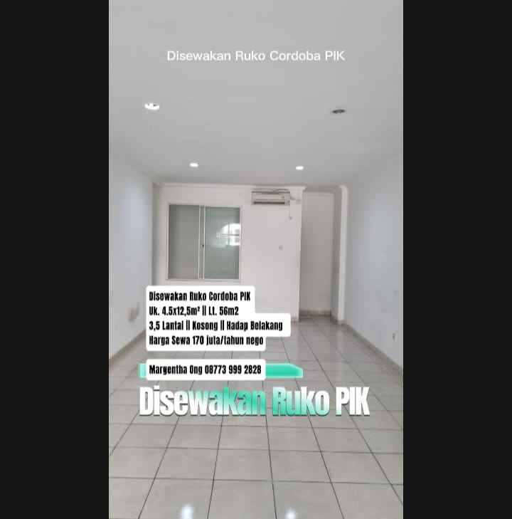 disewakan ruko cordoba pik 3 5 lantai