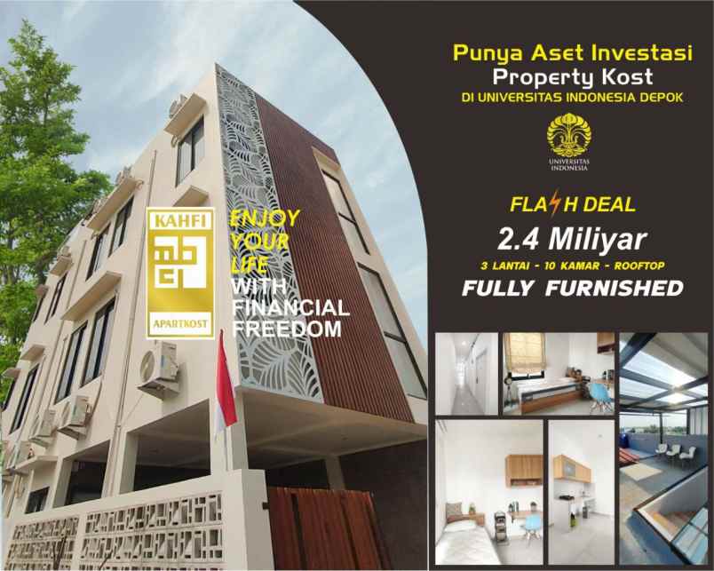 jual rumah kost dekat ui depok full furnish