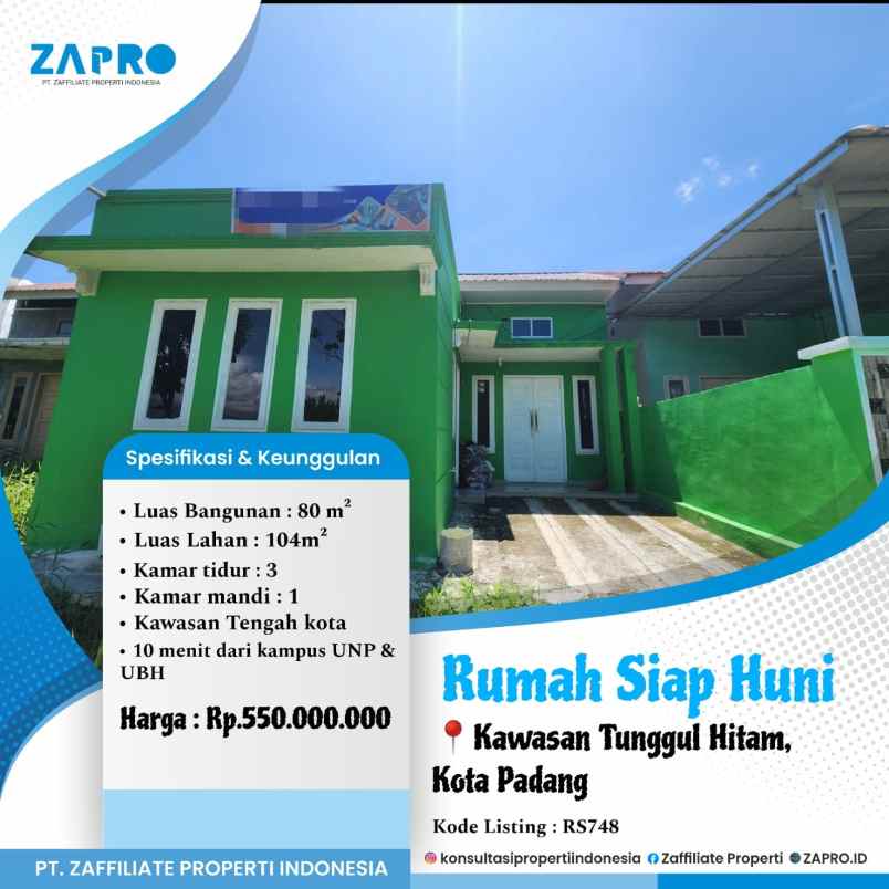 jual rumah siap huni di tunggul hitam