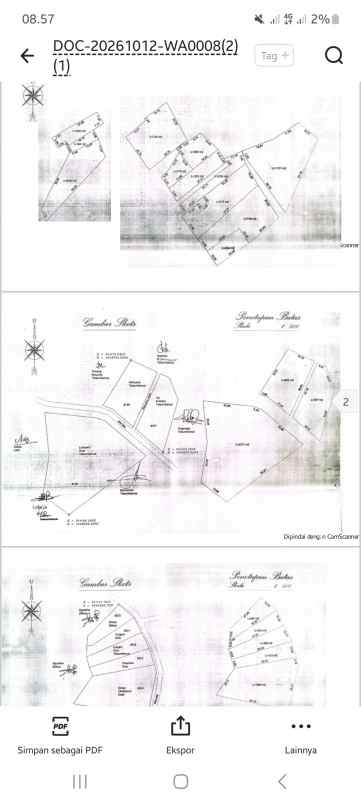 luas tanah 2377m jual borongan wa telp
