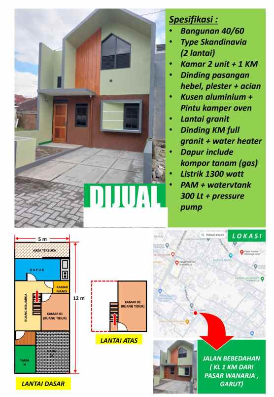 rumah murah 2 lantai lokasi strategis