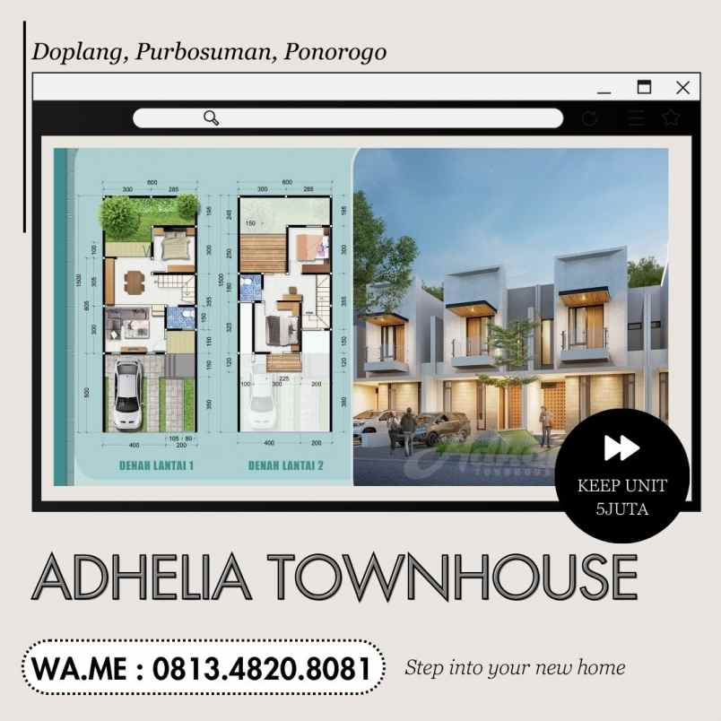 terakhir rumah dijual 2 lantai ponorogo