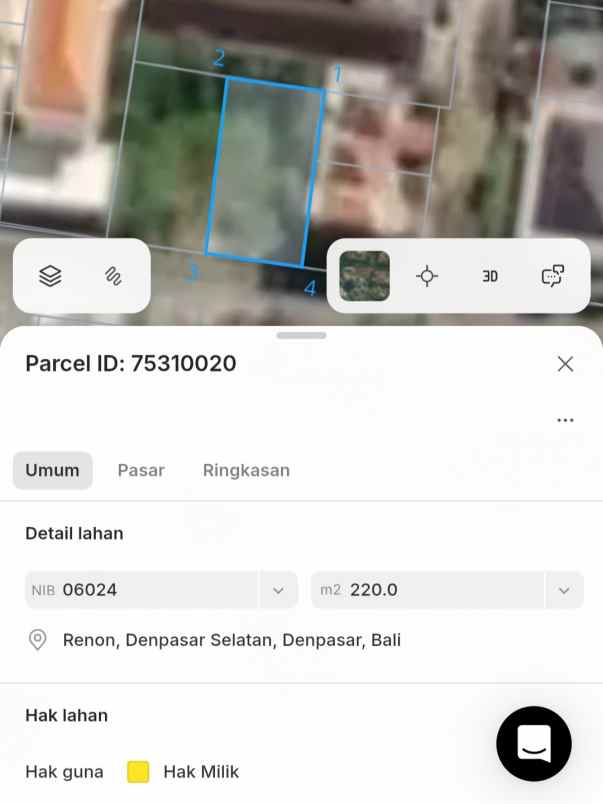 dijual 2 2 are 4 4 are jl tukad badung renon denpasar