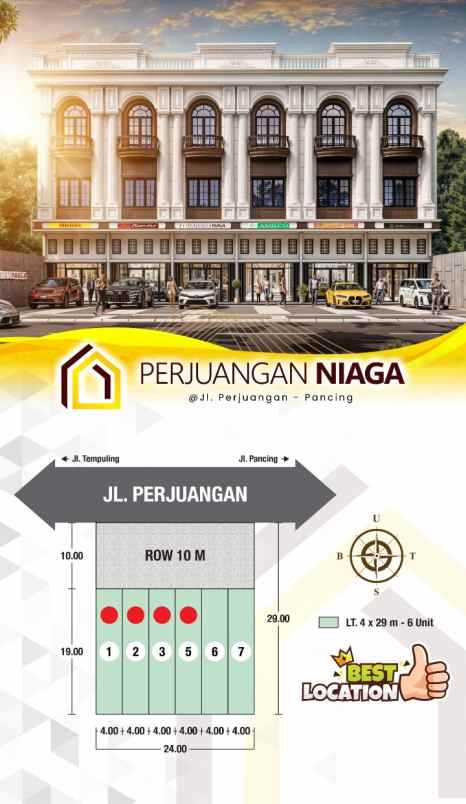 dijual ruko gudang kantor jalan perjuangan hm yamin