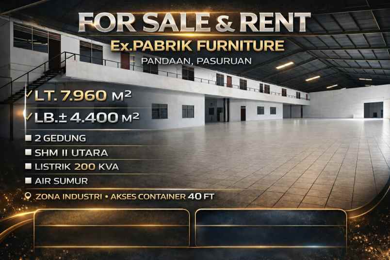 dijual ruko gudang kantor kec pandaan kab pasuruan