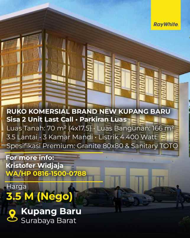 dijual ruko gudang kantor raya kupang baru
