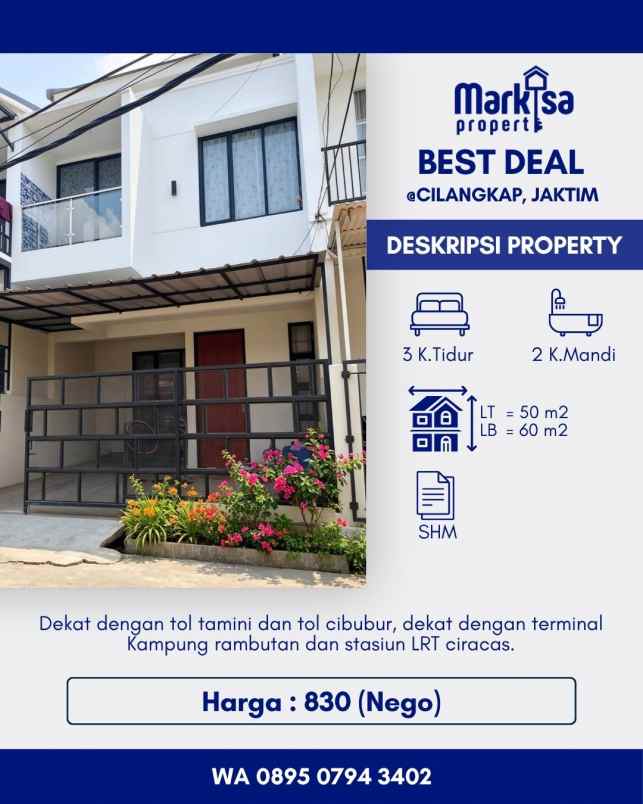 dijual rumah 2lt di cilangkap jakarta timur