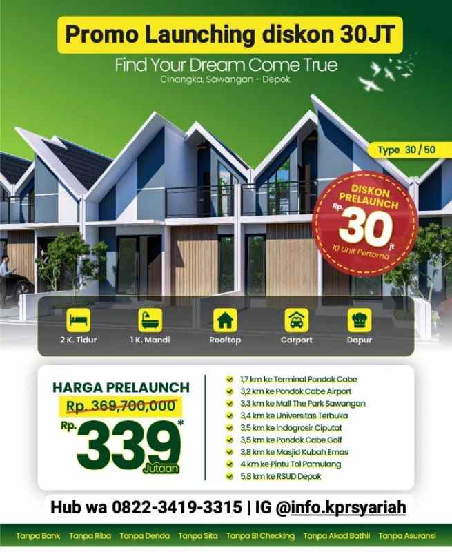 dijual rumah cinangka sawangan