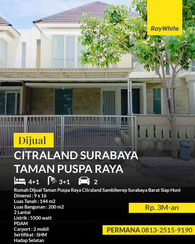 dijual rumah citraland taman puspa raya