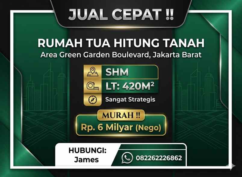 dijual rumah green garden boulevard