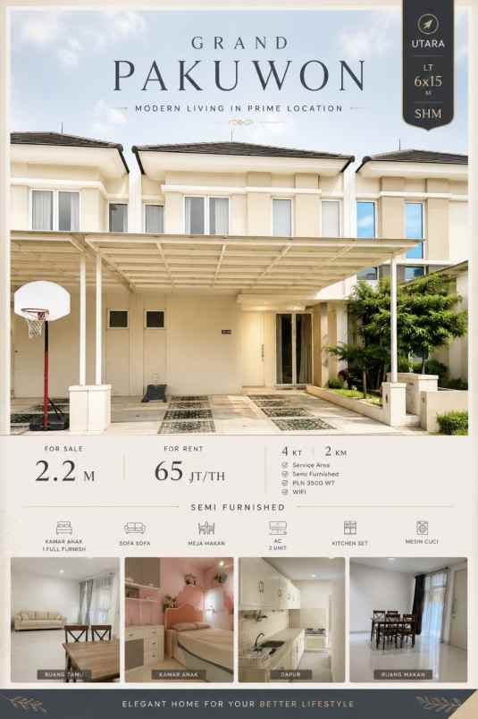 dijual rumah jalan grand pakuwon