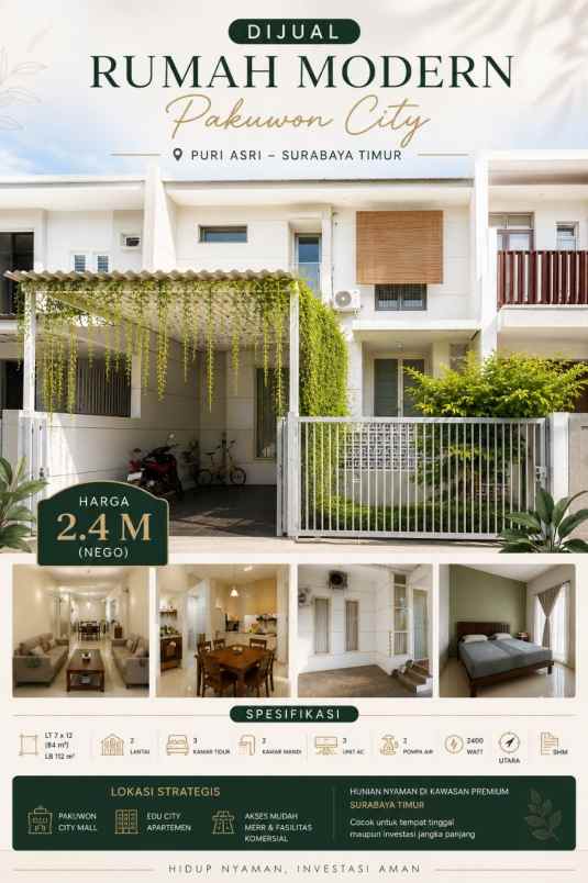 dijual rumah jalan pakuwon city