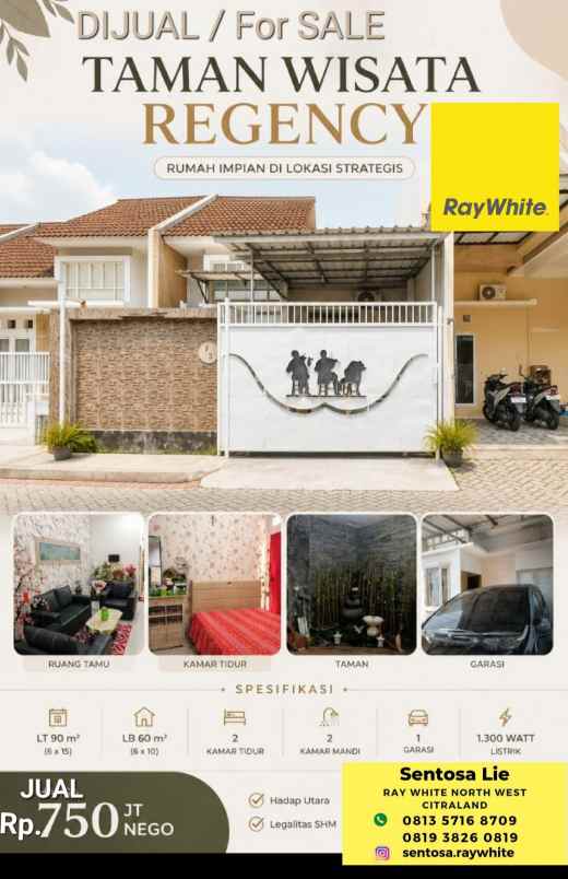 dijual rumah jalan taman wisata regency