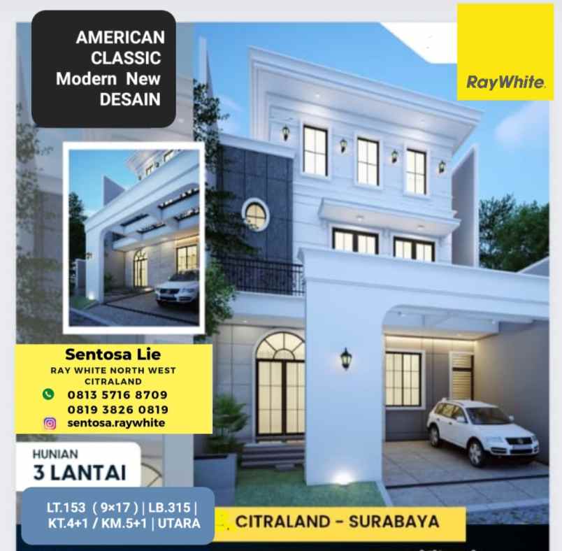 Dijual Rumah Baru Woodland Citraland Surabaya New American Classic