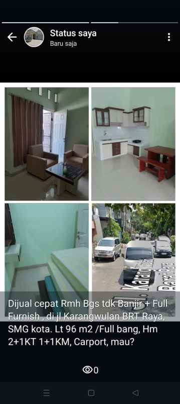 dijual rumah jl karang wulan barat raya