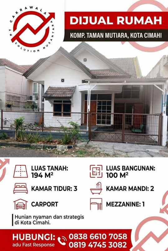 dijual rumah komplek taman mutiara