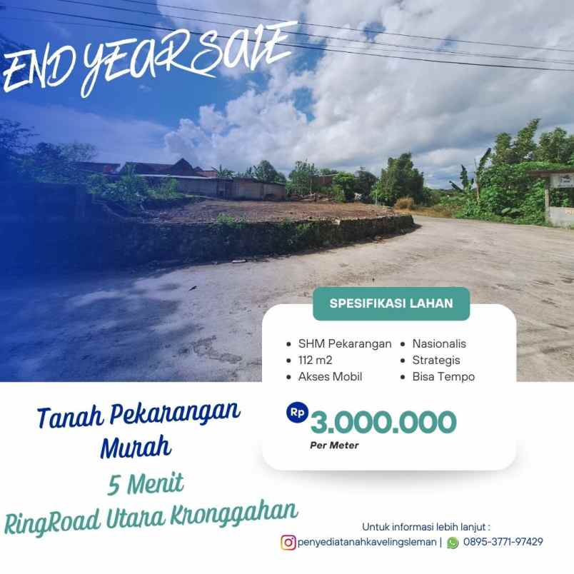 dijual tanah bolawen tlogoadi mlati
