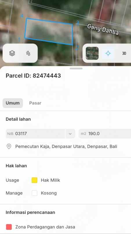 dijual tanah buluh indah