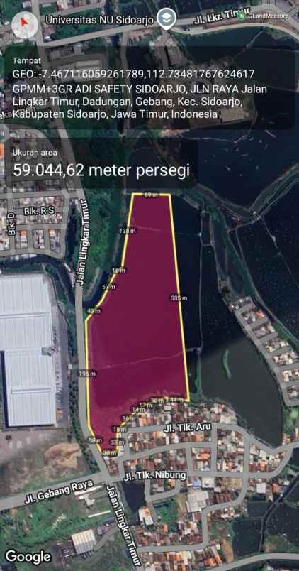 dijual tanah di sidoarjo