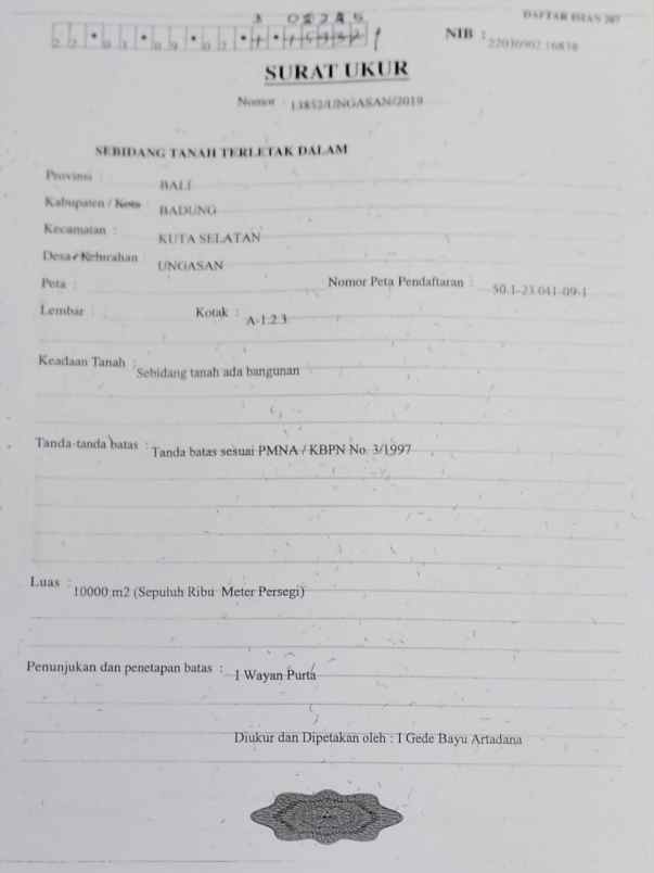 dijual tanah goa gong gwk