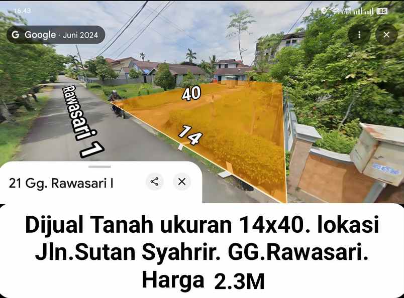dijual tanah jalan sutan syahrir
