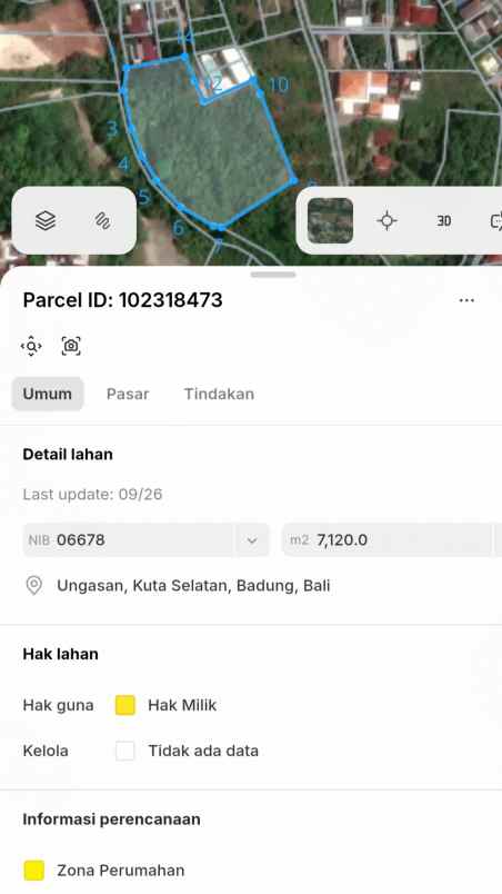 dijual tanah jl toyaning
