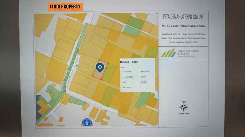 dijual tanah jln brigade gunung putri