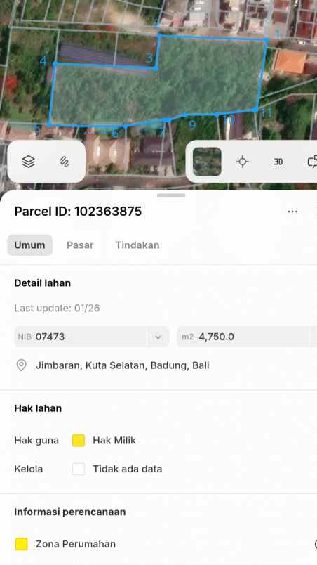 dijual tanah kampial