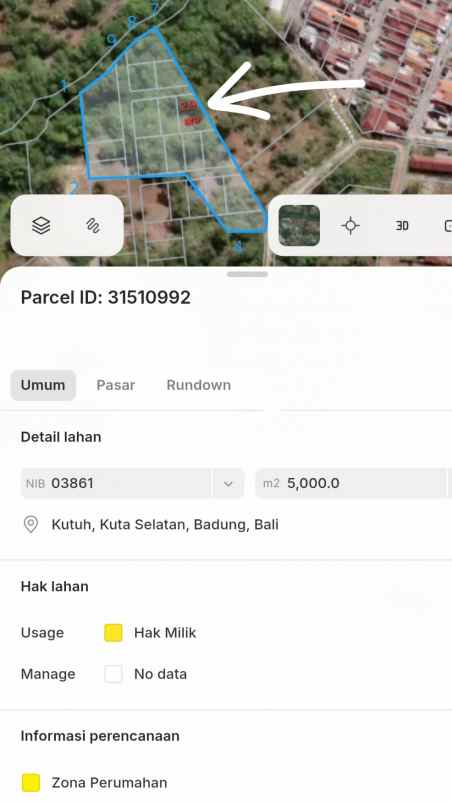 dijual tanah kampial