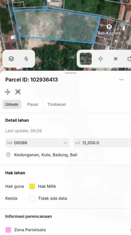 dijual tanah kuta