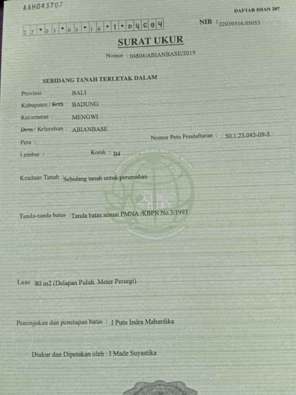 dijual tanah mengwi