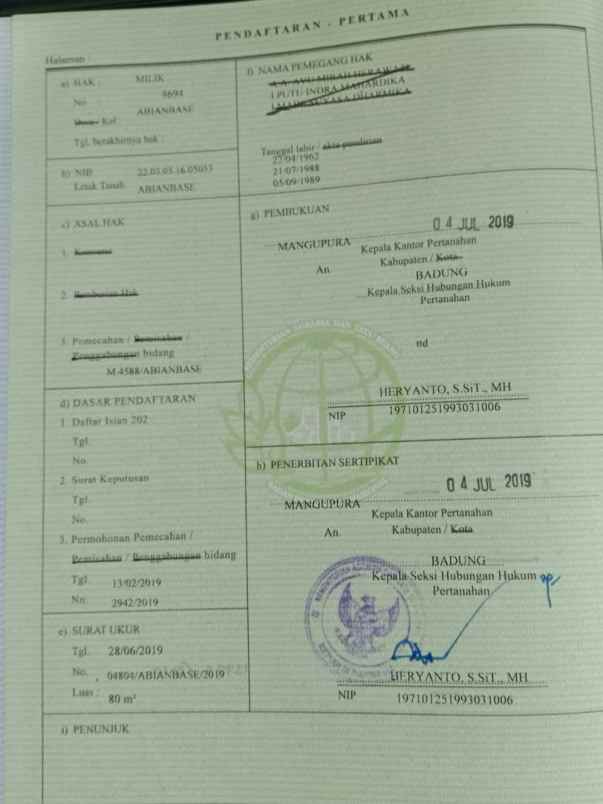 dijual tanah mengwi
