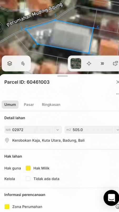 dijual tanah muding indah