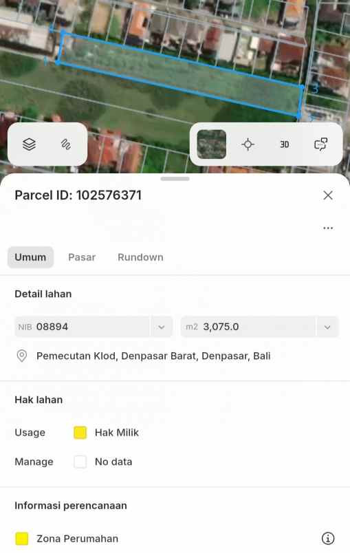 dijual tanah pemecutan kelod