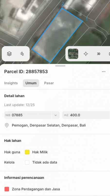 dijual tanah pemecutan kelod