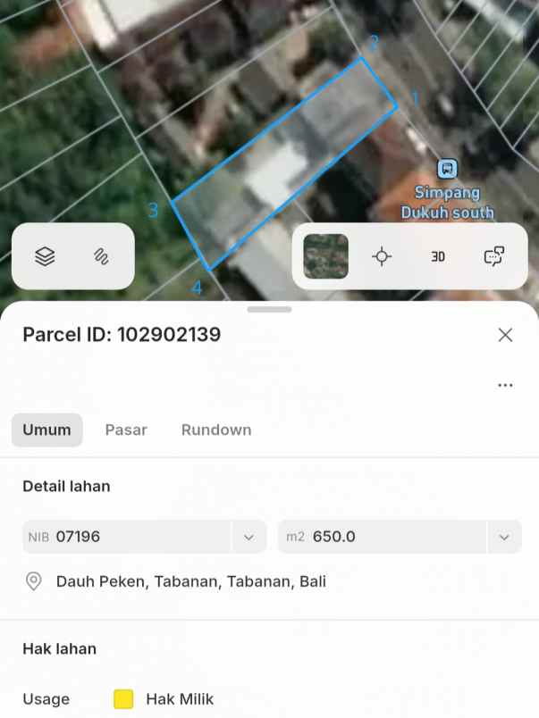 dijual tanah raya denpasar gilimanuk