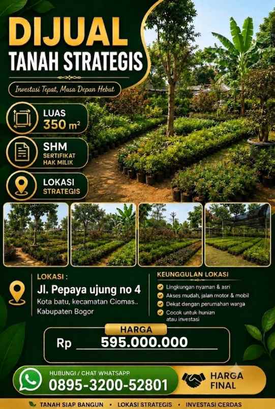 dijual tanah strategis ciapus bogor