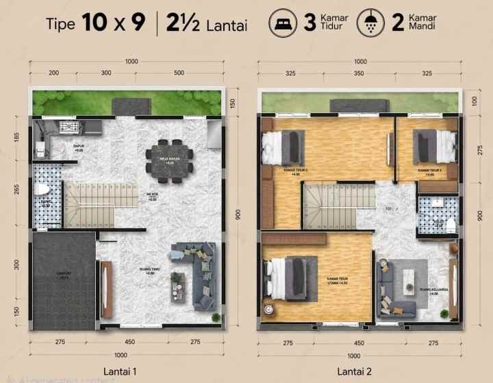 dijual villa jalan amal krakatau cemara