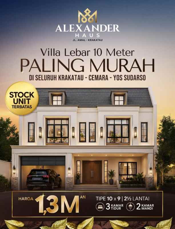 dijual villa jalan amal krakatau cemara