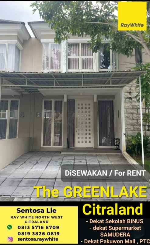 disewakan rumah jalan greenlake citraland