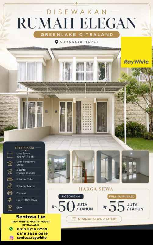disewakan rumah jalan greenlake citraland