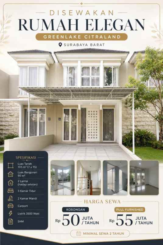 disewakan rumah jalan greenlake citraland