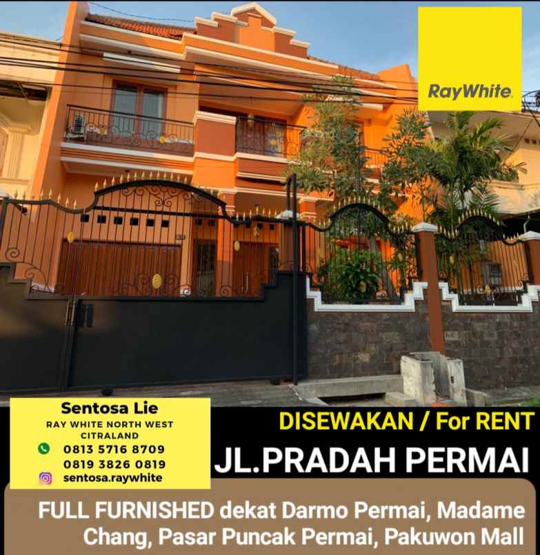 disewakan rumah jalan pradah permai