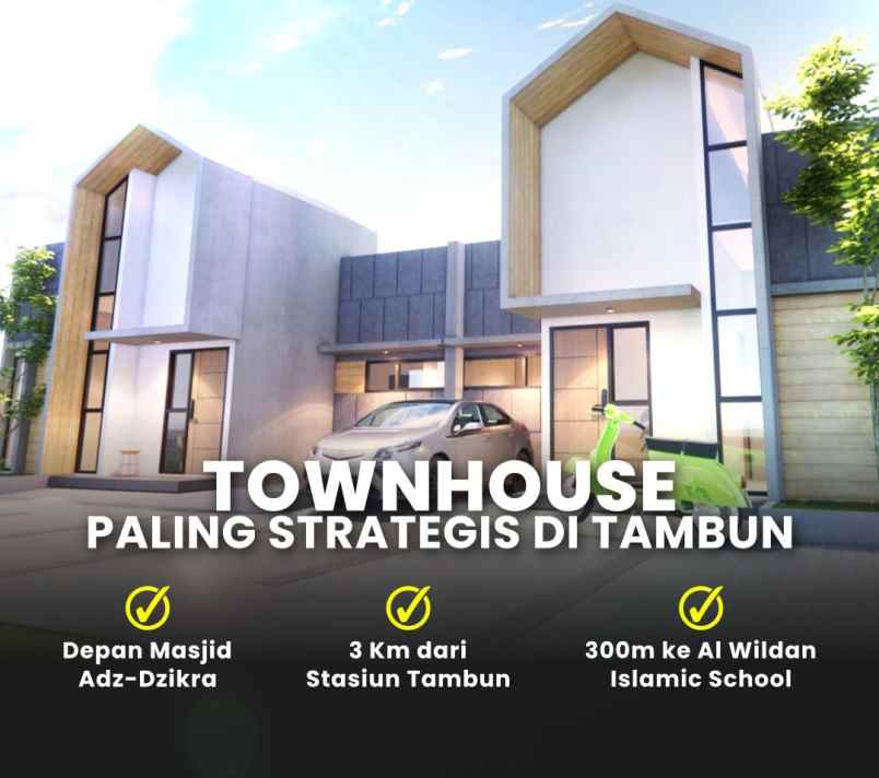 rumah baru townhouse muslim murah dekat stasiun tambun