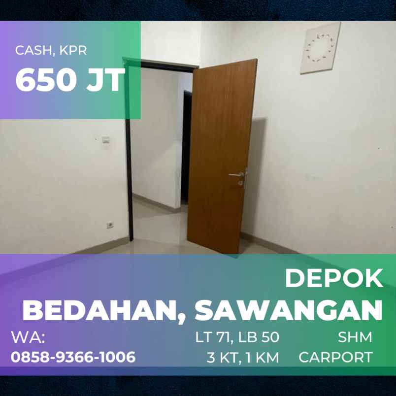 rumah di sawangan depok siap huni dekat tol desari