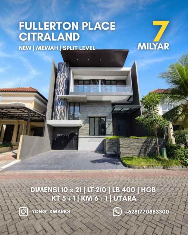 rumah fullerton place citraland new mewah split level
