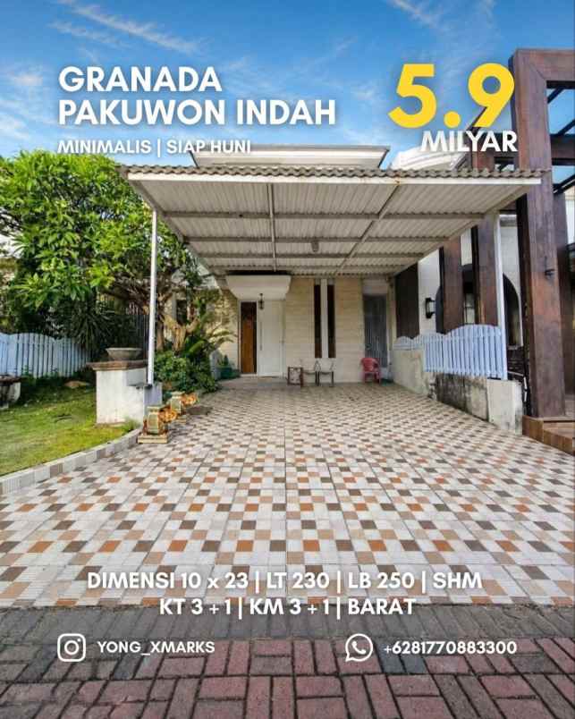 rumah granada pakuwon indah minimalis siap huni ts