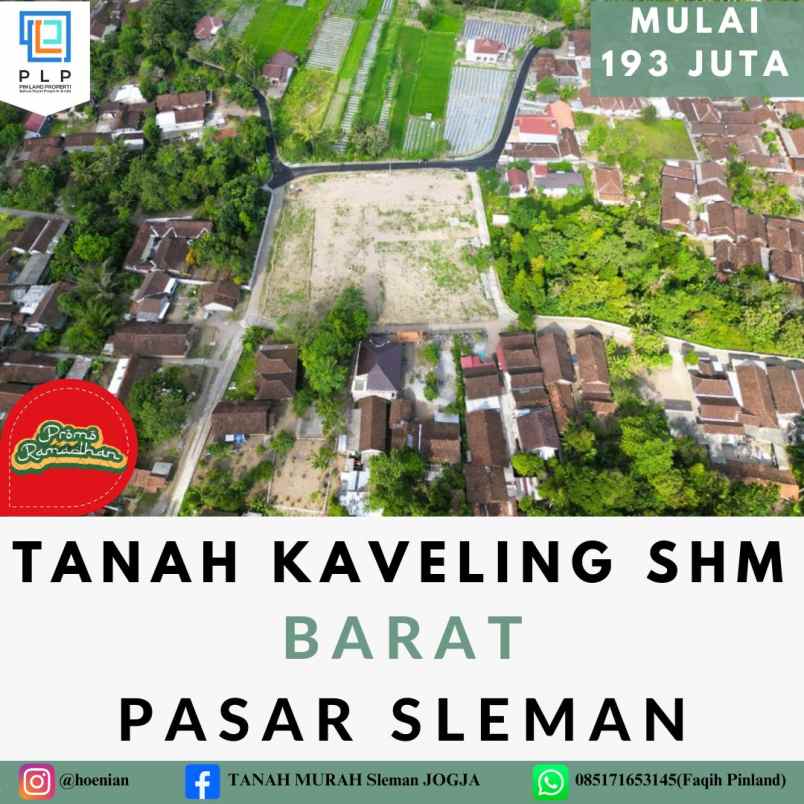 tanah kaveling shm barat pasar sleman mulai 193 juta
