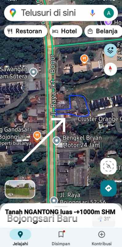 tanah ngantong lokasi strategis