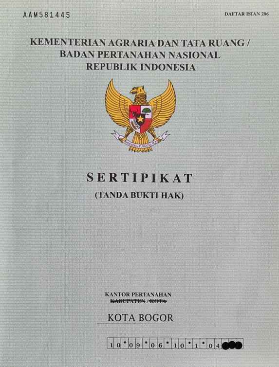 tanah shm kota bogor harga njop akses mobil